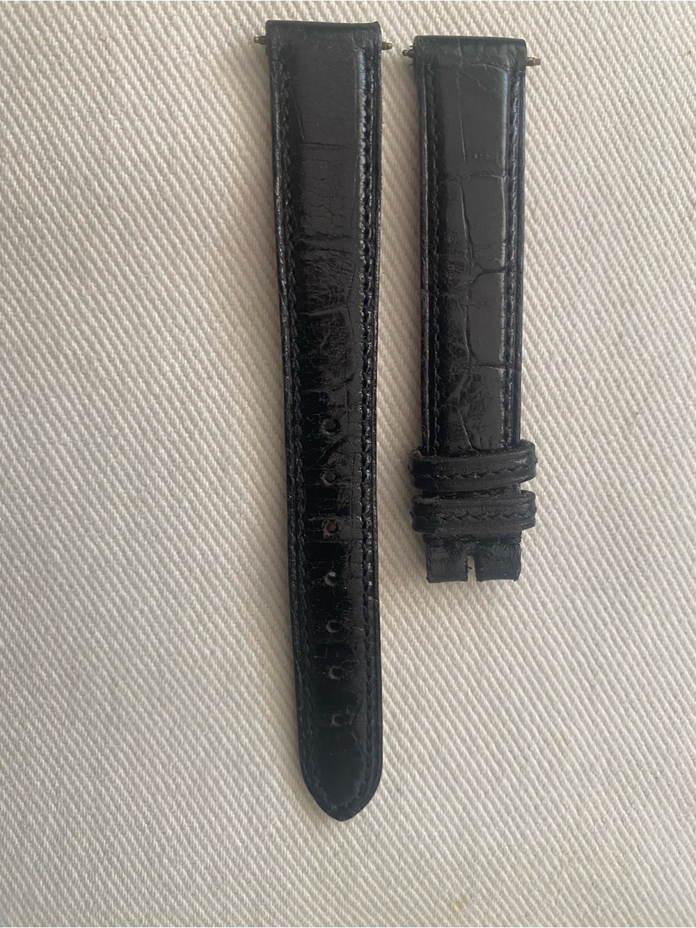 Coach 14mm Pre-Owned Genuine Leather Watch Strap - Tan with Black Accents